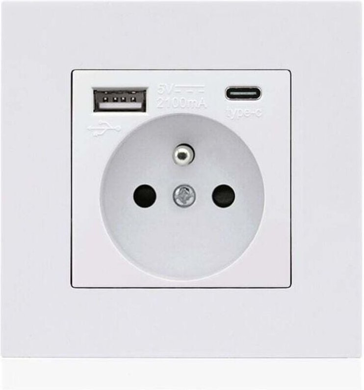 Französische Typ-C + USB 16A Typ 86 Steckdosenleiste, Anzahl der Steckdosen: 2 Löcher, Anzahl der USB-Anschlüsse: 1, Anz...