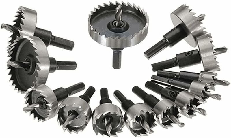 Thumbnail - 13-teiliges 16–53 mm Wolframstahl-Metall-Lochsägen-Fräser-Set, Schneidwerkzeug-Set für Edelstahl, Eisen, Kupferplatten, ...