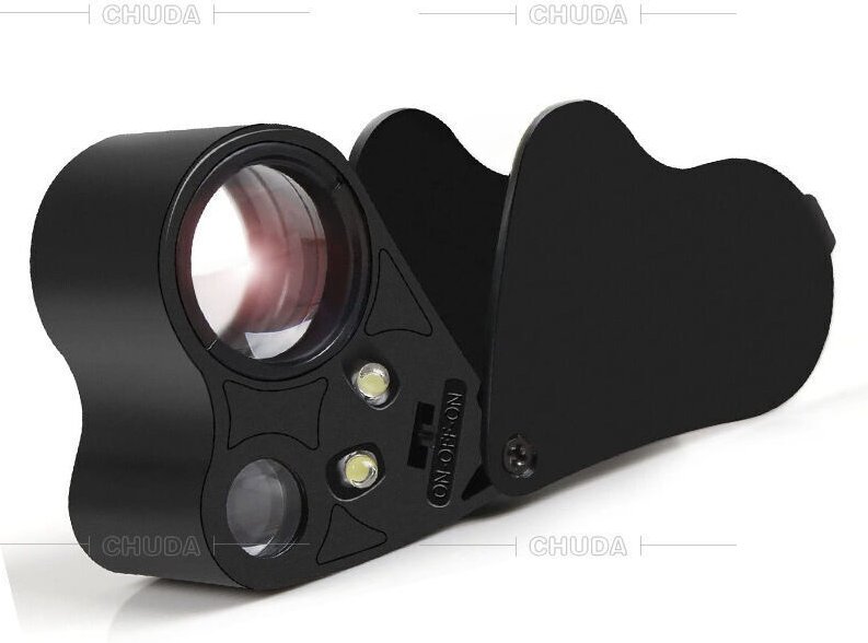 Beleuchtete Juwelierlupe 30x 60x, faltbare Juwelierlupe für Edelsteine, Schmuck, Münzen, Briefmarken usw.