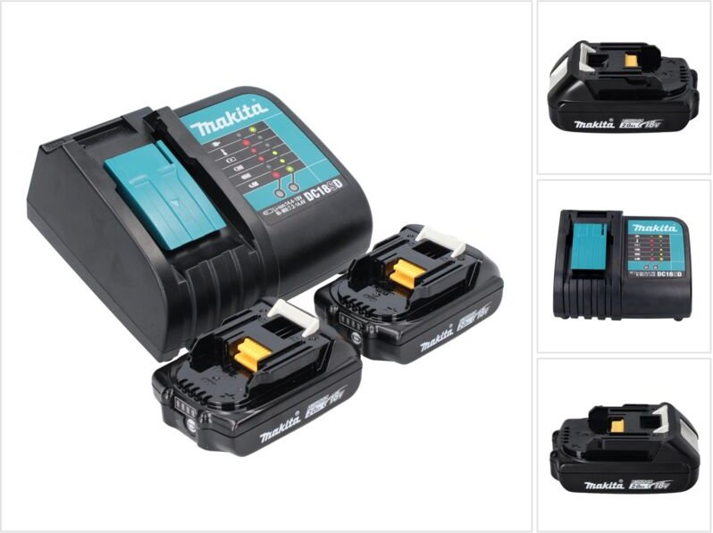 Makita Power Source Kit 18 V mit 2x BL 1820 B Akku 2,0 Ah ( 2x 197254-9 ) + DC 18 SD Ladegerät ( 194533-6 )