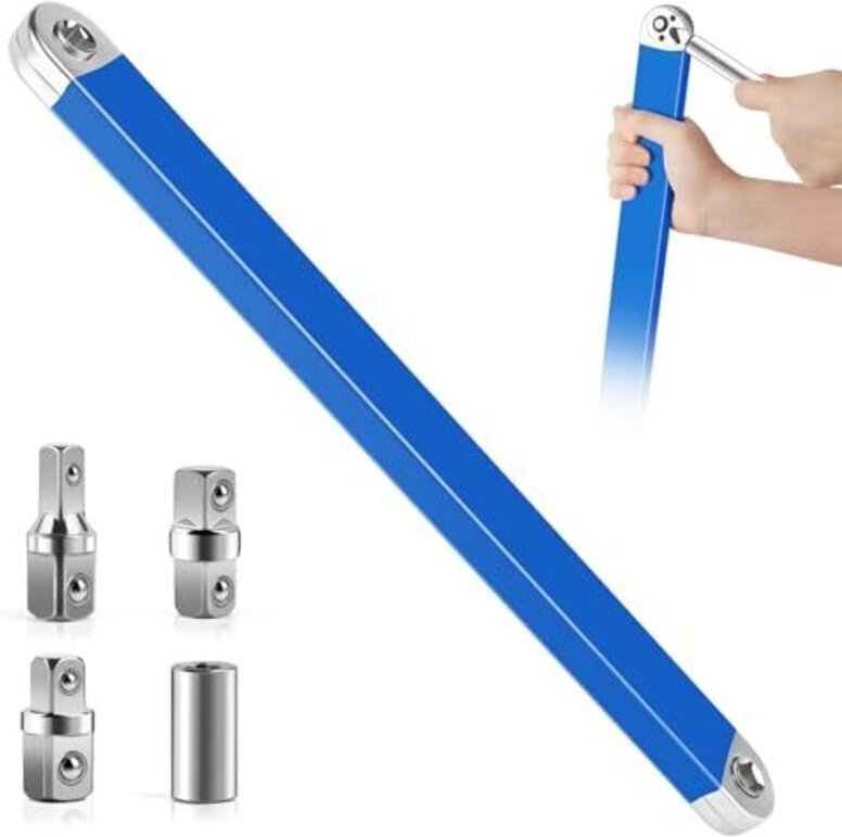 Versetzter Verlängerungsschlüssel mit 1/2", 1/4" und 3/8" Antriebsadaptern, für Mechaniker und Werkstattprofis