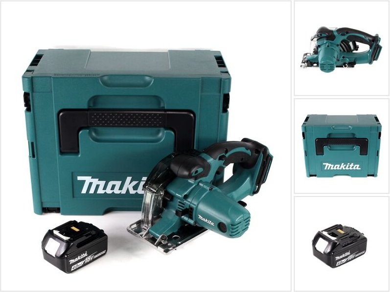 Makita DCS 552 M1J 18 V Akku Metall Handkreissäge 136 mm im Makpac + 1x 4,0 Ah Akku + Sägeblatt und Schutzbrille - ohne ...