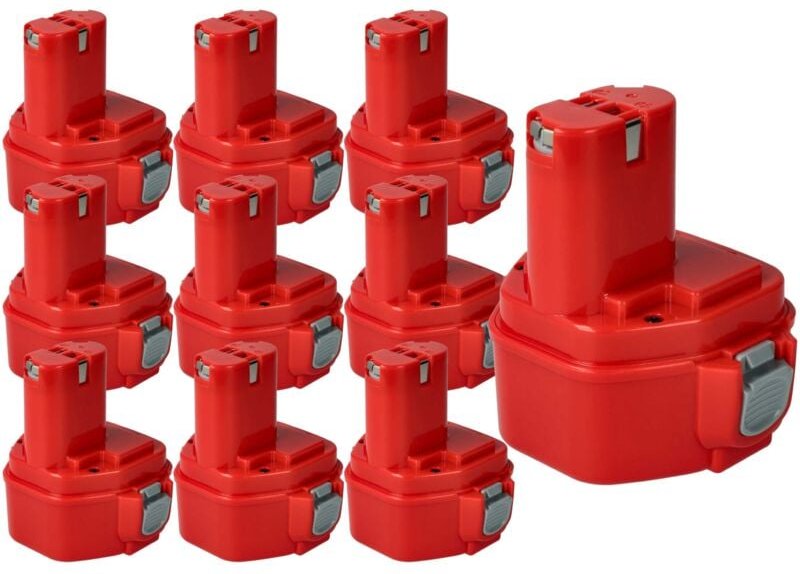 Thumbnail - 10x Akku kompatibel mit Makita 6217DWDE, 6216DWFE, 6217D, 6223D, 6217DWDLE, 6223DE, 6216DWDE Werkzeug (3000 mAh, NiMH, 1...