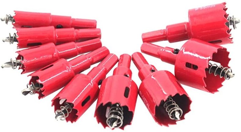 Bi-Metall-Lochsägen, 9-teilig, Durchmesser 16,18, 20, 22, 25, 30, 32, 35, 38 mm, für Eisen, Aluminium, Holz, Gipskarton,...