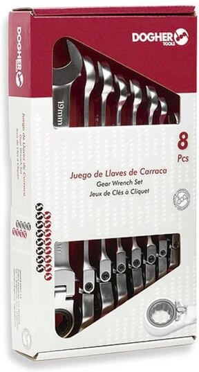 Dogher - Box mit 8 flexiblen Ratschen-Ringmaulschlüsseln 458-038