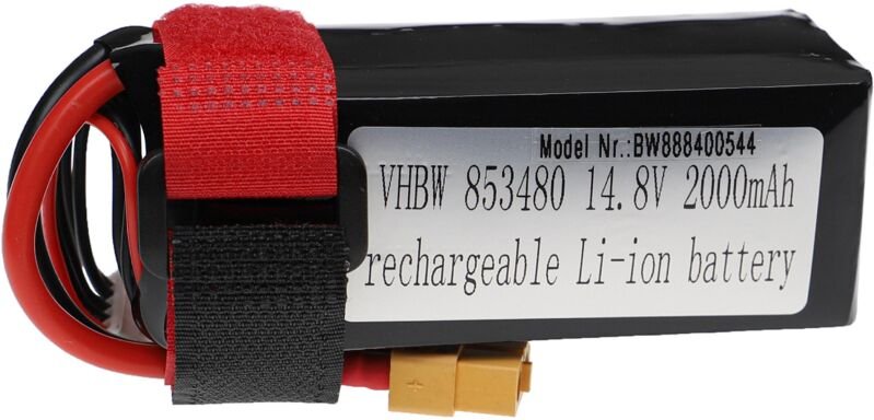 Vhbw - Akku kompatibel mit XT60 Stecker für Modellbau z.B. Racing Car, Helikopter, Flugzeug (2000mAh, 14,8V, Li-Polymer,...