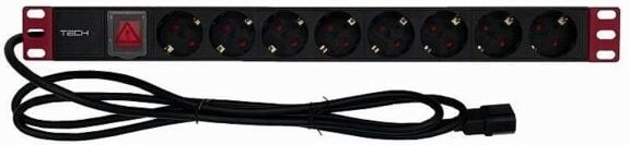 Techly Rack 1HE Steckdosenleiste, 8xSchuko 2m