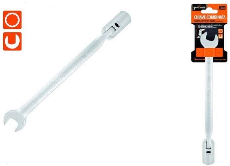 Vtizikl Chiave Combinata 15mm Fissa E A Bussola Poligonale Con Snodo Cromo Vanadio 97563 -