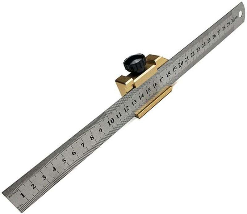 30-cm-Anreißlehre, Zapfenanreißlehre, Holzbearbeitungslineal mit Positionierblock
