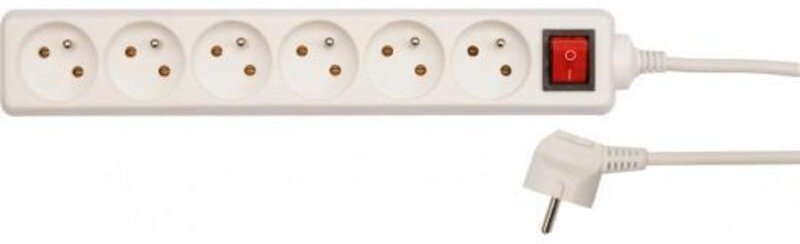 Toya - Elektrisches Verlängerungskabel 6 Steckdosen mit Erdung 3m mit Schalter 72531 vorel