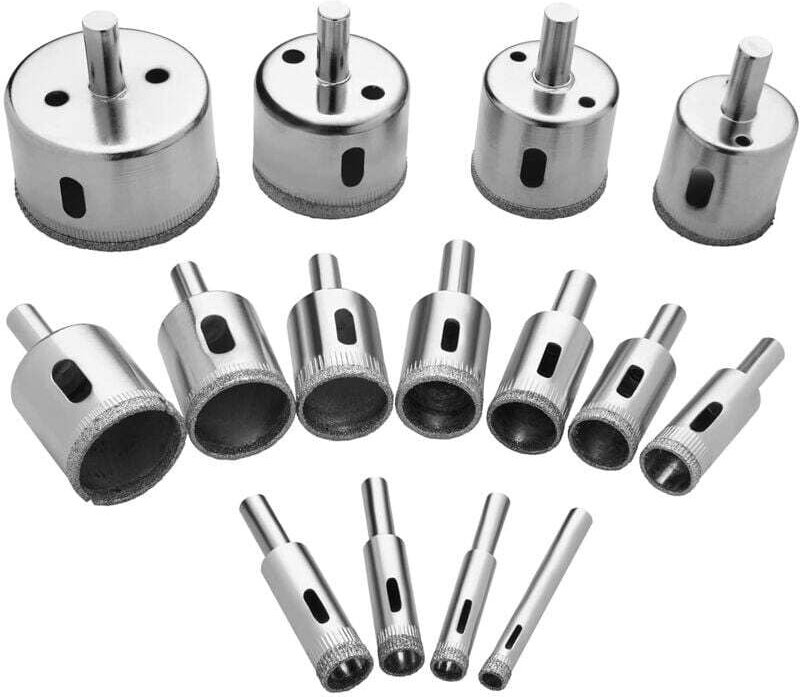 Thumbnail - Diamantbohrer, 15-teiliges Lochsägen-Werkzeugset, Diamantlochsäge für Glas/Fliesen/Keramik/Marmor/Porzellan, Kohlenstoff...