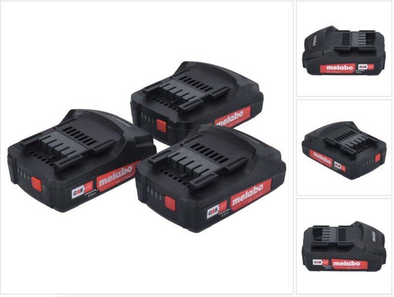 Metabo Akku Set 3x Li-Power Akkupack 18 V 2,0 Ah CAS Li-Ion Akku ( 3x 625596000 ) mit Ladestandsanzeige