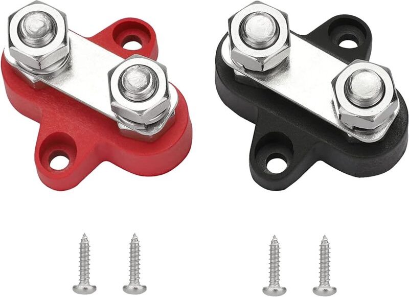 Dolaso - 2 Stück M8-Hochleistungsklemmen, Doppelbolzen-Stromverteilungsblock, Stromverteilungsklemmenblock, positiv isol...