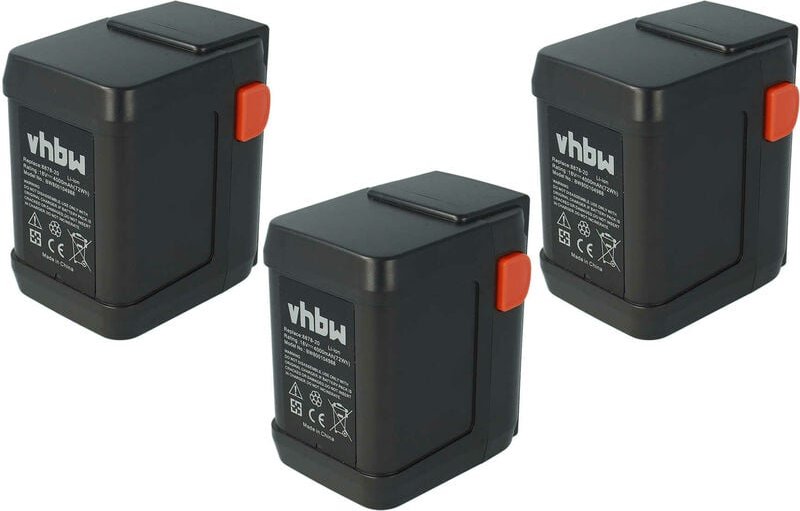 3x Akku kompatibel mit Gardena Heckenschere EasyCut 48 Plus (8874-20) Grasschere, Strauchschere (4000mAh, 18V, Li-Ion) -...