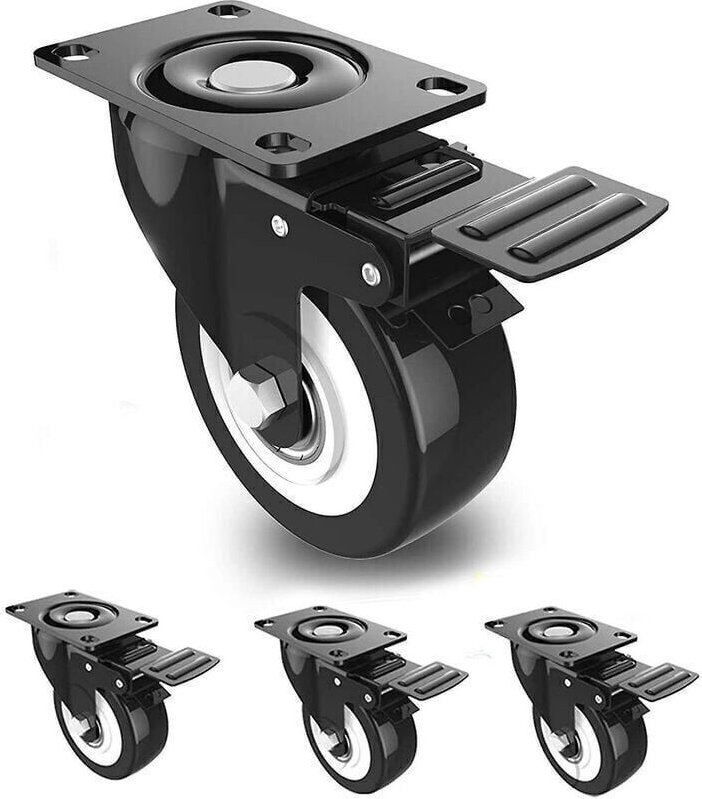 Satz mit 4 50-mm-Lenkrollen mit Bremsen, 4 Lenkrollen für Möbel/Transport, Möbelrollen, Schwerlastrollen mit einer Gesam...