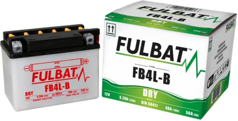 FULBAT Volltrockenbatterie - FB4L-B / YB4L-B (trocken, funktionsfähig, Säure enthalten)