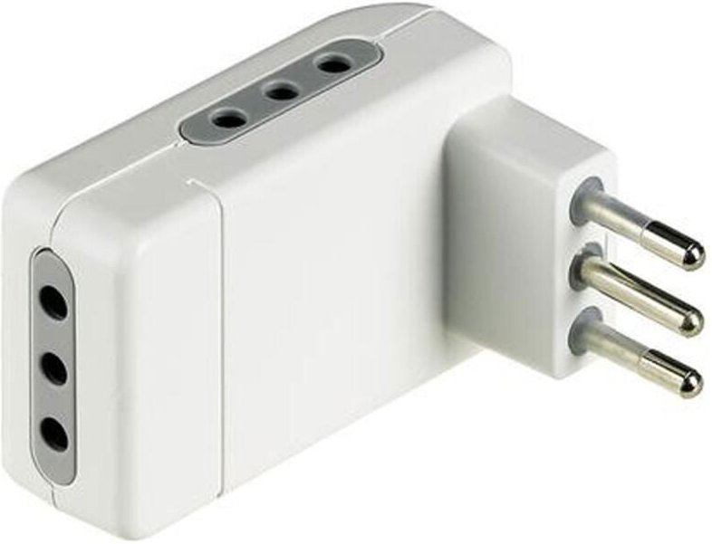 Adapter Bticino platzsparend Corner 3 steckdosen 10A und stecker 10A weiß S3605DE