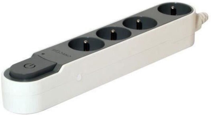 Chacon 49450 Steckdosenleiste, 4-Fach, Mit Überspannungsschutz Und Ausschalter, 5 M, Dunkelgrau