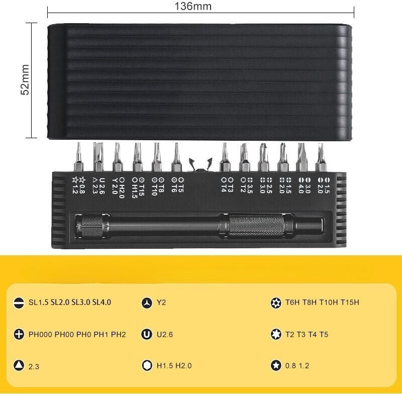 25-teiliger Satz Schraubendreherbits einschließlich eines Adapters CrV Stahl Bit-Satz für Schaubarbeiten Bit-Sortiment S...