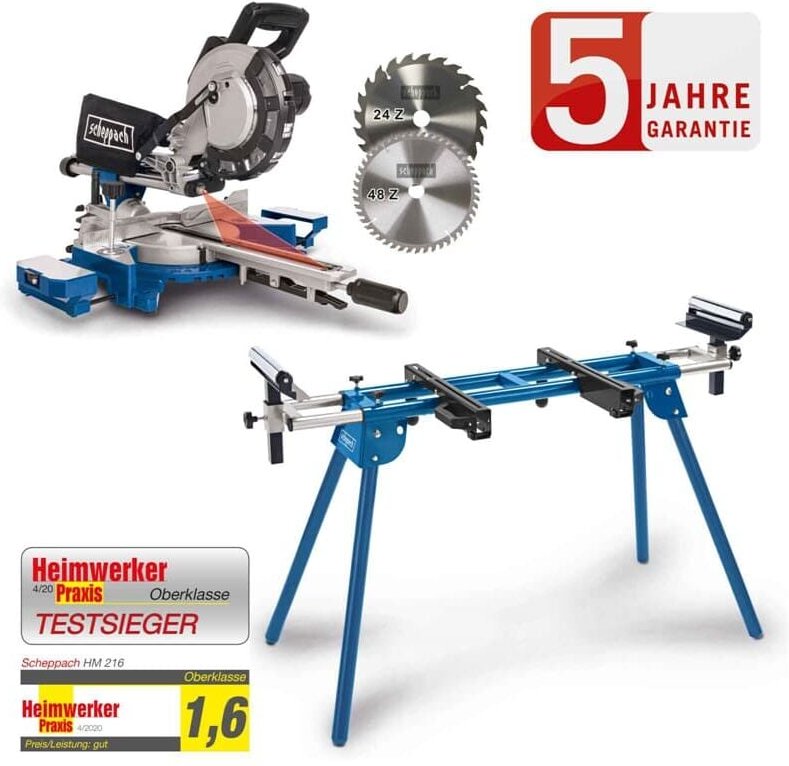 Thumbnail - Scheppach - Kapp und Gehrungssäge HM216 Zugsäge 2.Sägeblatt Set mit UMF1600