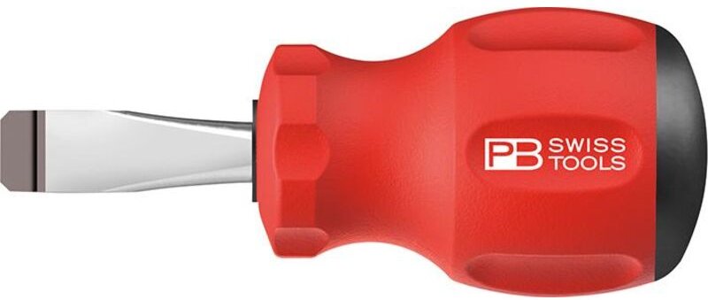 Pb Swiss Tools - Schraubendreher Stubby Schlitz 6,5x1 x 30mm, SwissGrip