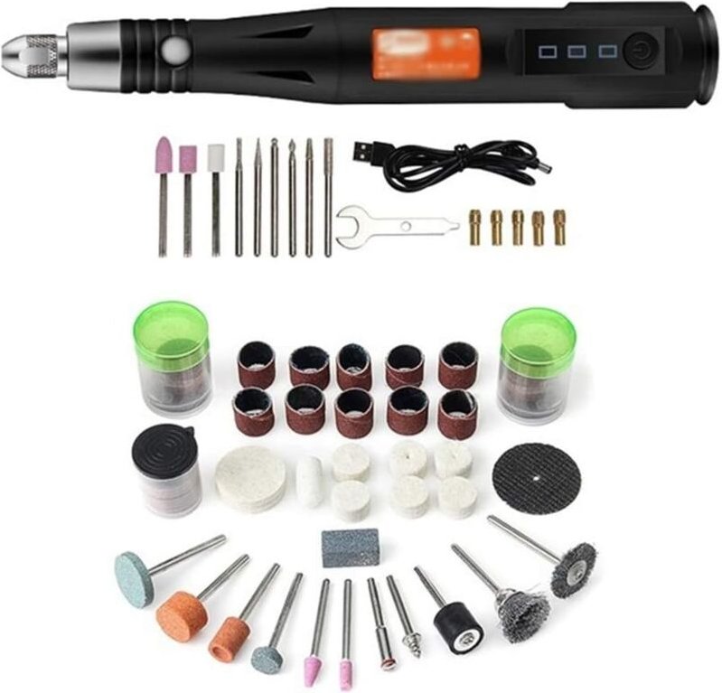 Ymyny - Akku-Rotationswerkzeug, 105-teiliges 5-V-3-Gang-Mini-Bohrer-Kit Rotationswerkzeug-Set mit LED-Licht
