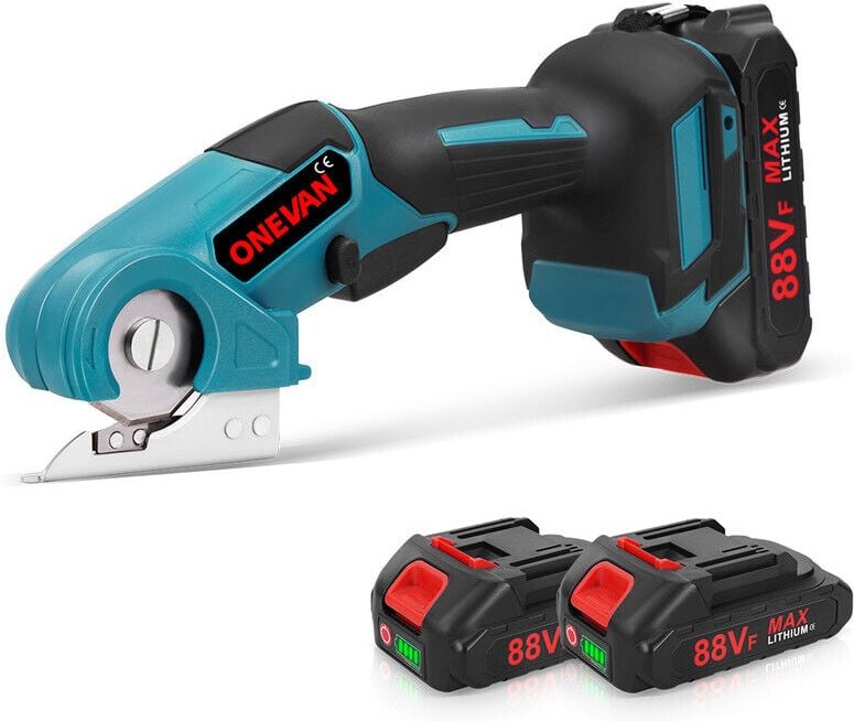 800W Elektrische Schere 900 U/min Akkubetriebene Stoff- und Lederschneidemaschine mit 2 Batterien