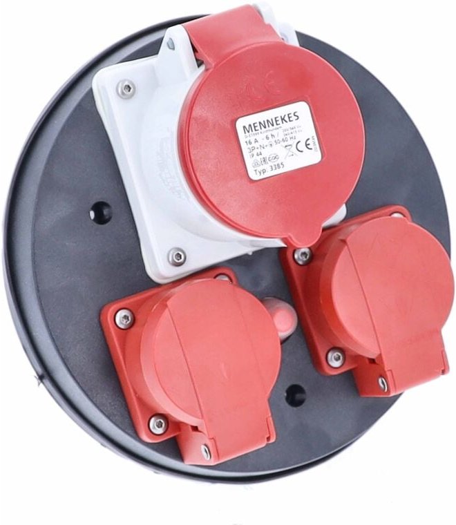 Cee Steckdoseneinsatz 400V 3-fach Thermoschutzschalter rot IP44