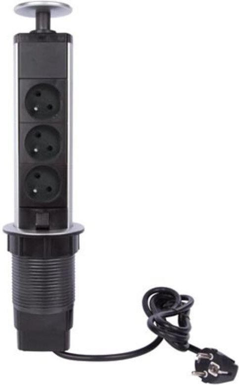 3-Fach-Steckdosenturm - Versenkbar - Stecker-Typ E (Französisches System)