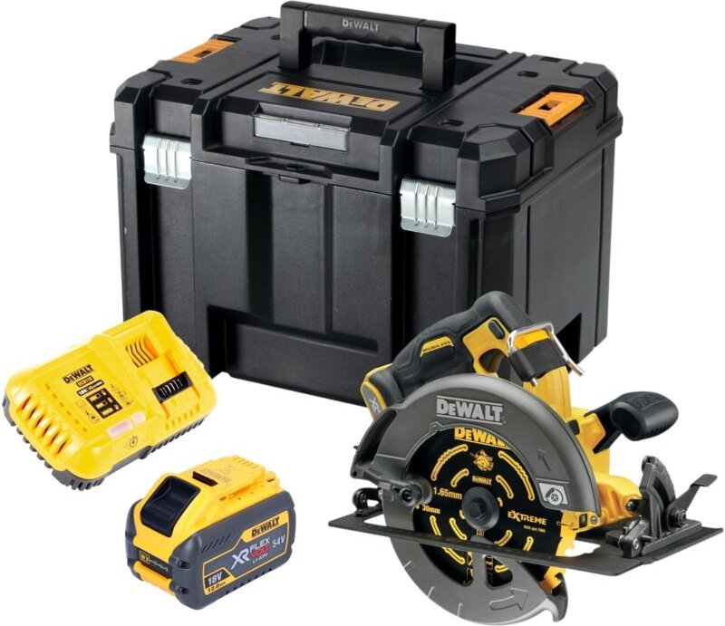 DeWALT DCS 578 Y1T Akku Kreissäge 54V XR FlexVolt 190 mm Brushless + 1x Akku 12,0 Ah + Ladegerät + TSTAK