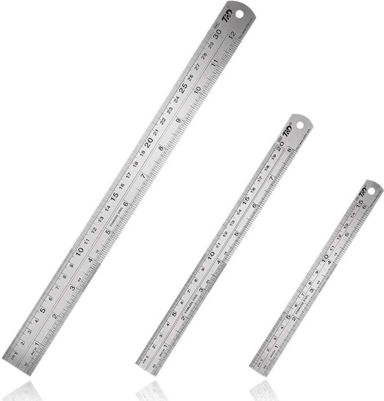 Sollbry Set mit 3 Edelstahl-Linealen 15 cm, 20 cm, 30 cm, metrisches und imperiales gerades Lineal, doppelseitiges Präzi...