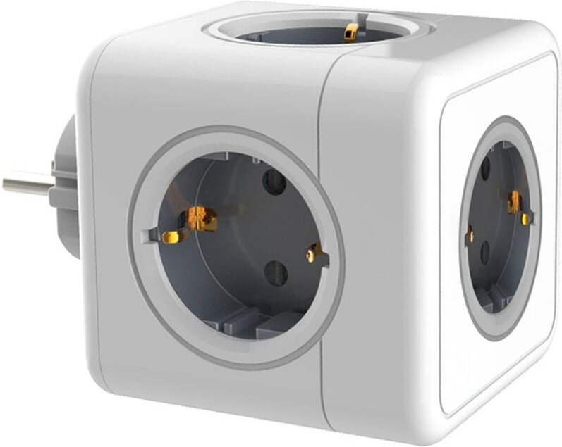 Würfel-Steckdosenleiste, 5-in-1-Mehrfachsteckdosenblock mit 5 Wechselstromsteckdosen 3680 w für Zuhause, Büro (Grau)