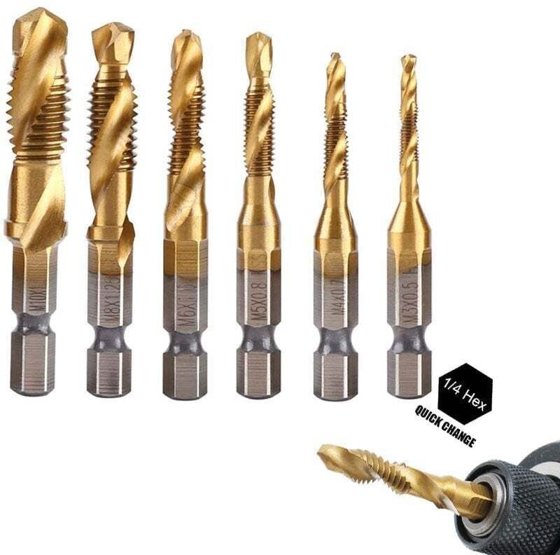 Stück 1/4"-Metrische Gewindebohrer und -gewindebohrer aus HSS (M3-M10), Hochgeschwindigkeitsstahl (titanbeschichtet) – f...