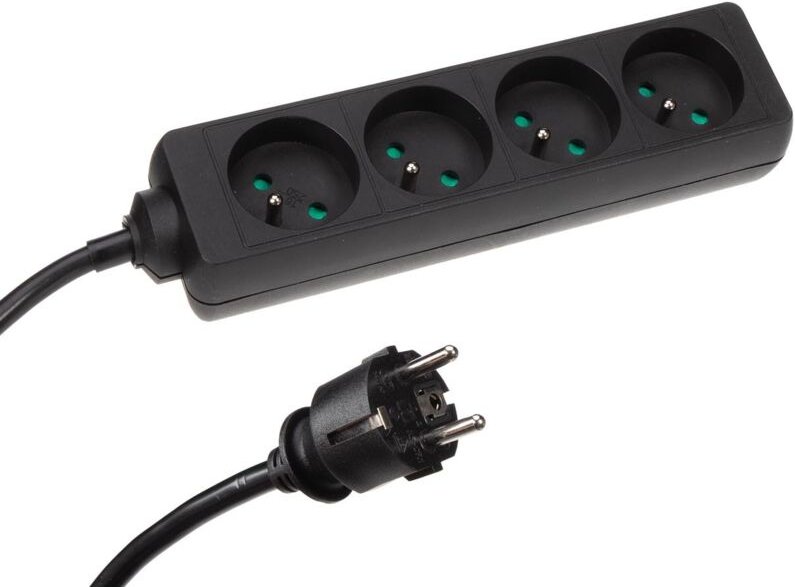 HQ-Power Steckdosenleiste, 4 Schutzkontakt-Steckdosen Typ E, 1,5 m Kabel H05VV-F 3G1.5, mit Schrumpfschlauch (8 cm, nich...