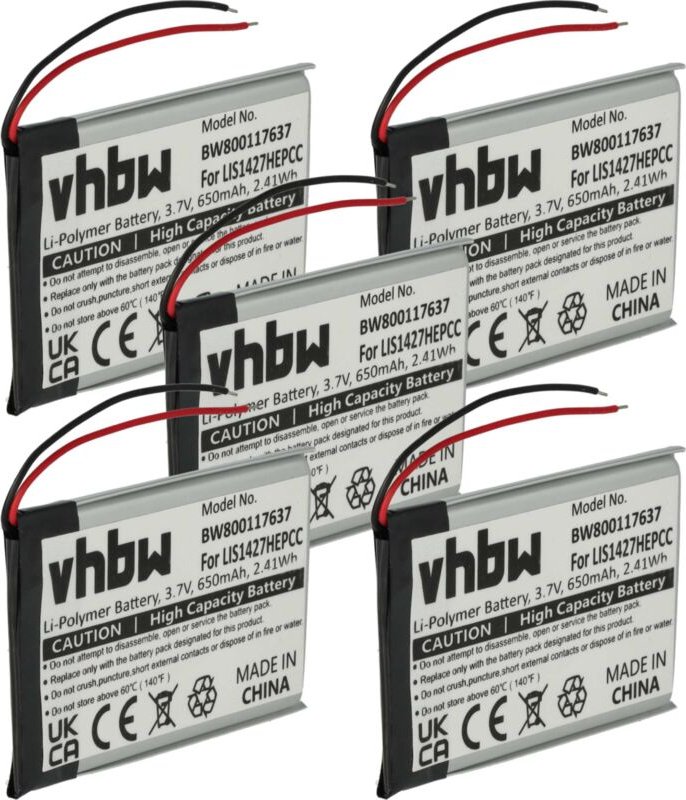 5x Akku Ersatz für Sony 1-756-920-21, 1-756-920-32, 1-756-920-31 für Wireless Headset Kopfhörer (650 mAh, 3,7 v, Li-Poly...