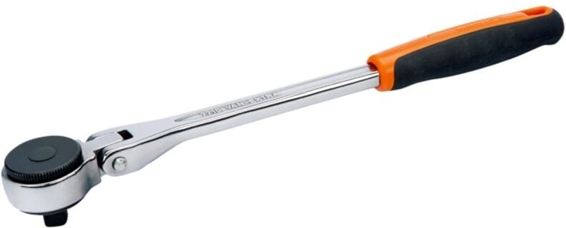 Bahco 3/8 Umschaltknarre mit Schwenkkopf, 60 Zähnen und 6° Rückschwenkwinkel, 280 mm