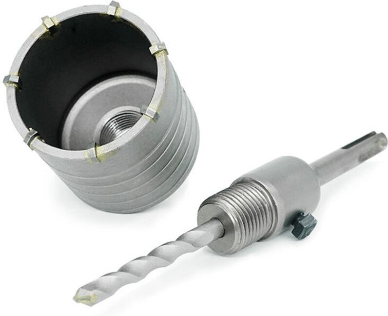 Betonschneideisen, Marmor, Ziegel, Stein, Mauerwerk – Hartmetall-Bohrkrone mit Adapter und Zentrierspitze 8x110mm – Beto...