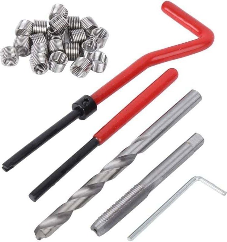 Vtizikl Kit de Réparation de Filetage 25 Pièces, Inserts Filetés M7 avec étui de Rangement en Plastique Portable