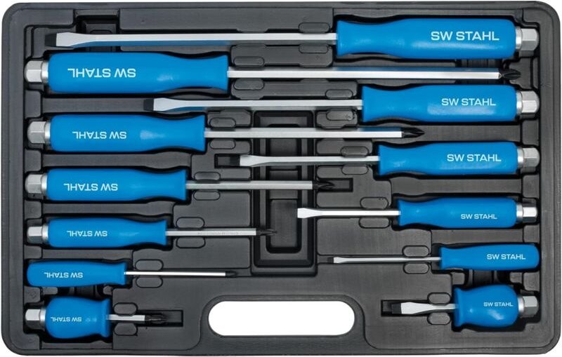SW-Stahl S7890 Schraubendrehersatz 12-teilig schlagfest I Schlitz+Kreuz