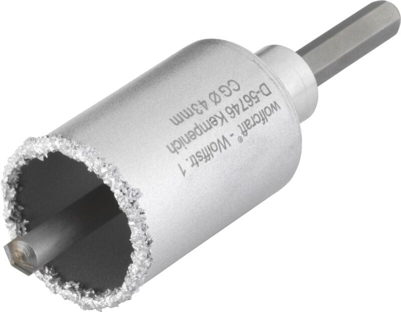Wolfcraft - Bohrkranz ø 43 mm Hartmetall inkl. Schaft und Bohrer Ersatzakkus & Aufsätze