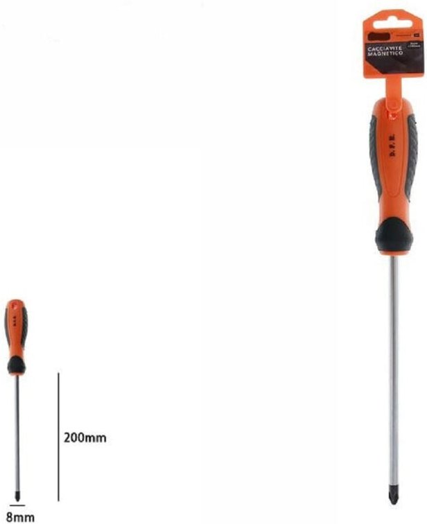 Trade Shop Traesio - Trade Shop - magnetischer schraubendreher kreuzspitze 8X200MM ergonomischer griff 07447 -