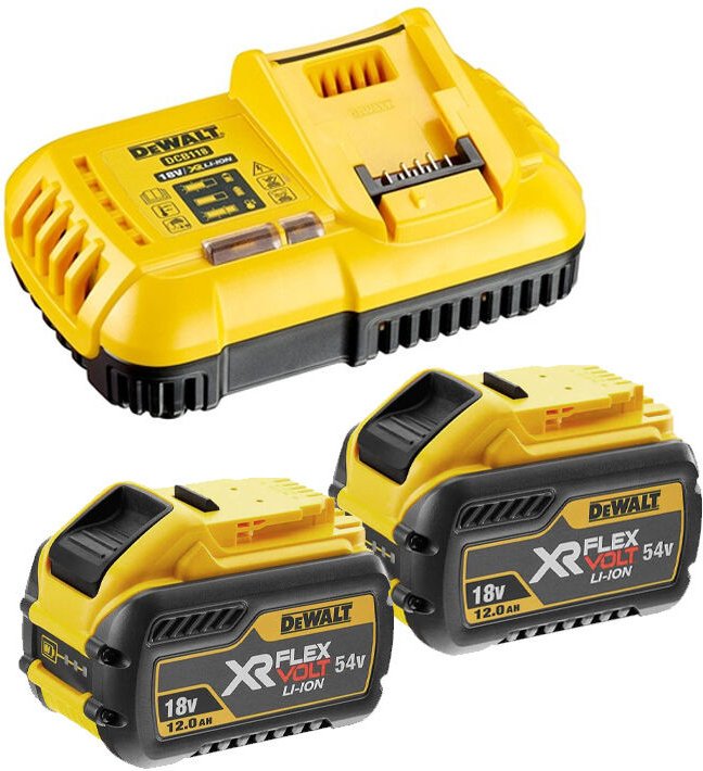 Dewalt - Pack 2 x xr Flexvolt 18V/54V 12Ah/4Ah Li-Ion Akkus + Ladegerät - DCB118Y2-QW