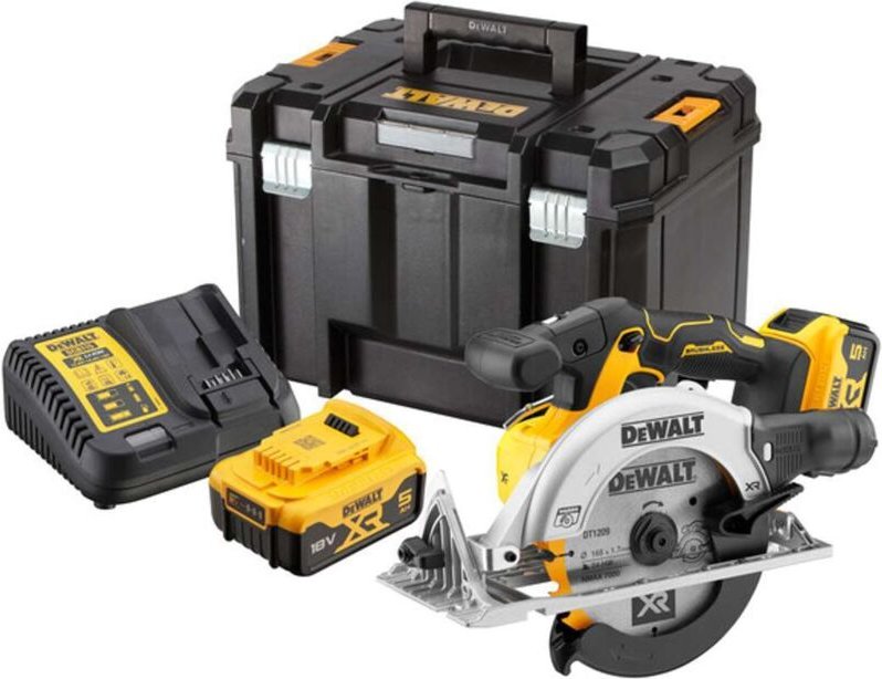 165 mm xr 18V Dewalt Kreissäge + 2 x 5Ah Batterien + Tstak Koffer - DCS565P2-QW