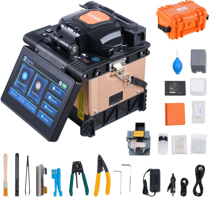 VEVOR Glasfaser-Spleißgerät, 4 Motoren, Ausrichtungs-Spleißgerät, 6 s Spleißen & 13 s Aufheizen, Fiber Fusion Splicer mi...