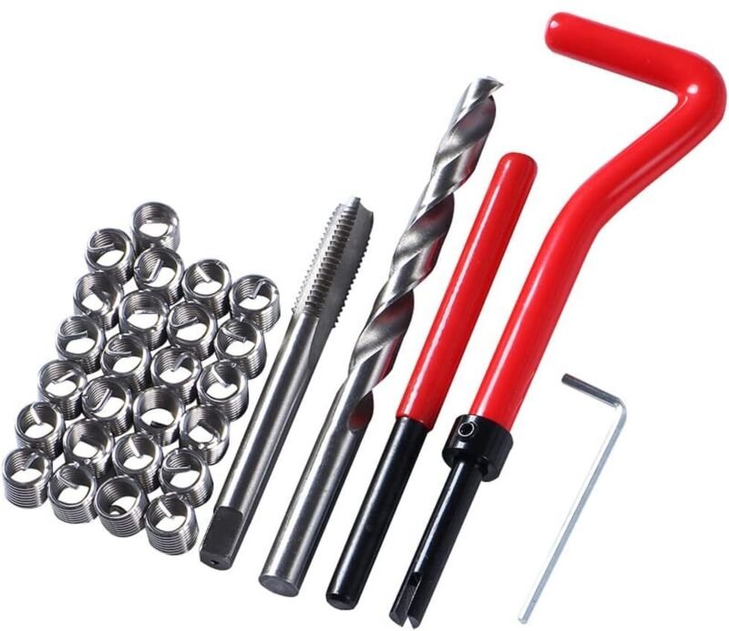 M8 x 1,25 mm Edelstahl-Gewindereparaturset (metrisch) – 30-teilig – Kompatibles Handwerkzeugset für Kfz-Reparaturen