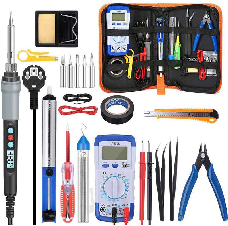 Lötset, 90-W-Präzisions-Elektrolötset mit Ein-/Ausschalter, einstellbarer Temperatur 180–480 °C, Ständer mit Schwamm, Lö...