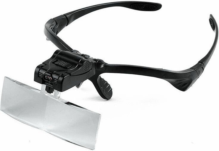ZVD - Kopfband-Lupe mit LED-Beleuchtung, freihändige Lesekopf-Halterung, Lupenbrille mit 5 abnehmbaren Linsen zum Lesen,...