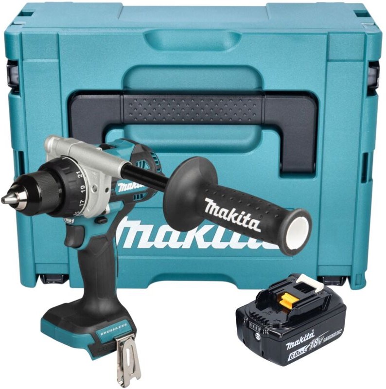 Makita DDF 492 G1J Akku Bohrschrauber 18 V 141 Nm Brushless + 1x Akku 6,0 Ah + Makpac - ohne Ladegerät