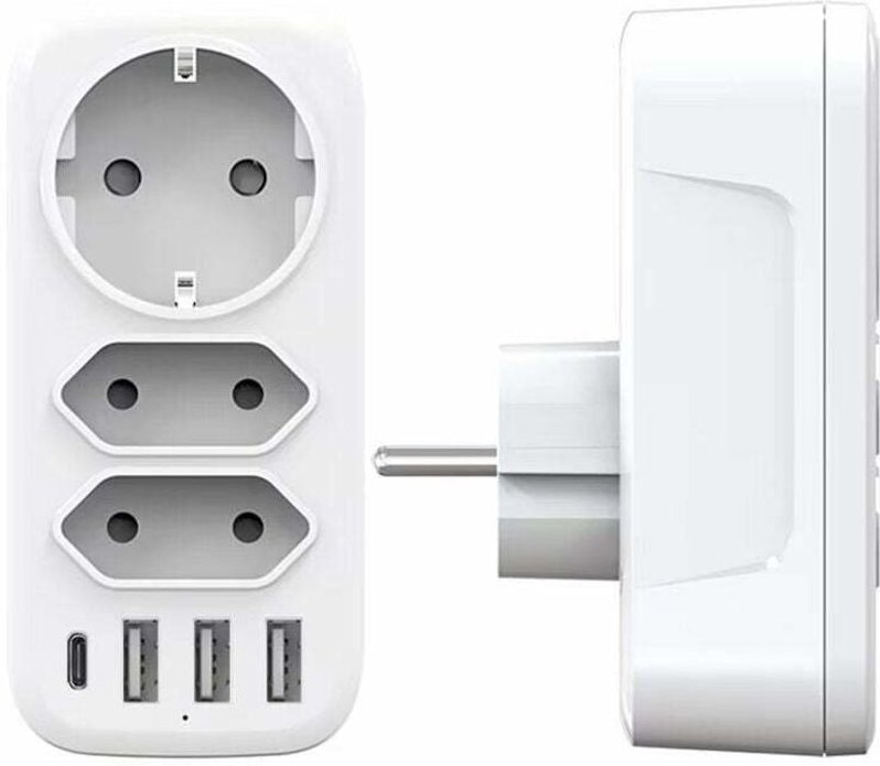 Thumbnail - Ahlsen - USB-Mehrfachsteckdose, 3-Steckdosen-Wandsteckdosenleiste und 3 3A-USB-Anschlüsse, 6-in-1 4000-W-Mehrfach-USB-La...