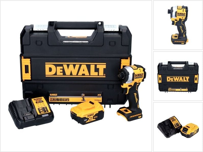 Dcf 850 P1 Akku Schlagschrauber 18 v 205 Nm 1/4' Brushless + 1x Akku 5,0 Ah + Ladegerät + tstak - Dewalt